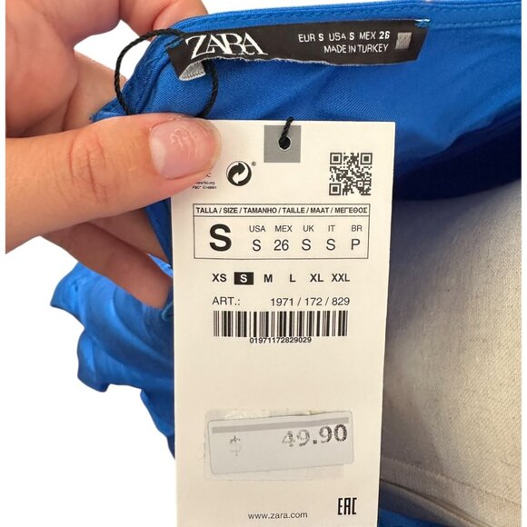 NWT Zara RARE Satin Halter Mini Dress Cobalt Blue - Picture 5 of 6